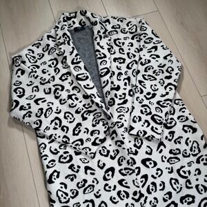 Tahari XL Leopard Print Heavy Knit Cardigan Long Sleeve Open Front‎ Sweater Coat